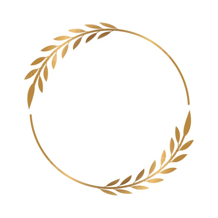 a gold circle frame with leaves on it