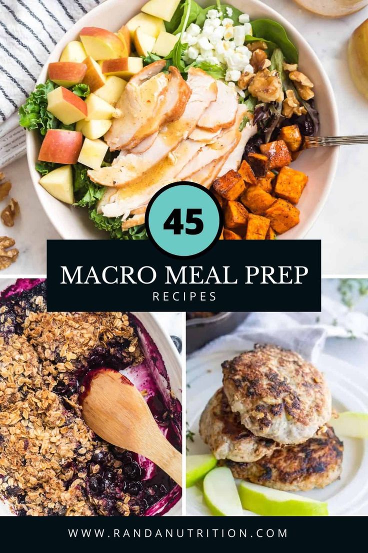 four pictures with the words macro meal prep on them