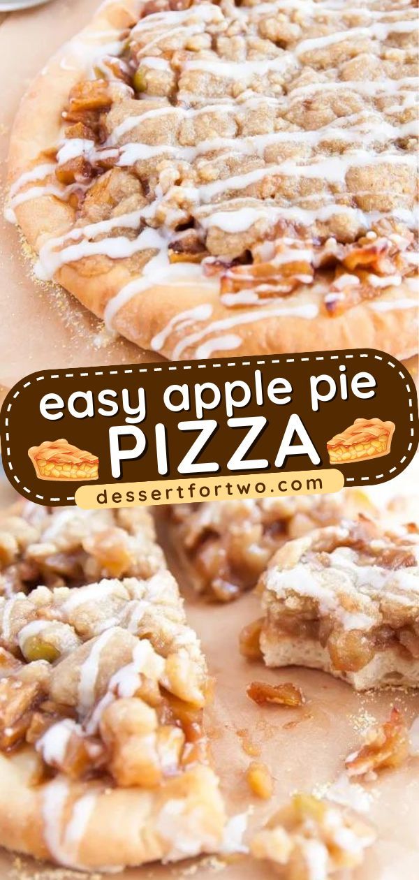 Don't miss out on this apple pie pizza recipe! It's an easy Thanksgiving dessert. Topped with a sugar crumble and glaze, this mini dessert pizza is a fun and delicious Thanksgiving sweet treat! Desert Pizza Recipes, Dessert Pizza Recipe Easy, Apple Dessert Pizza Recipe, Apple Pie Pizza, Apple Dessert Pizza, Easy Thanksgiving Dessert, Dessert Pizza Recipes, Pizza Oven Recipes, Sweet Pizza