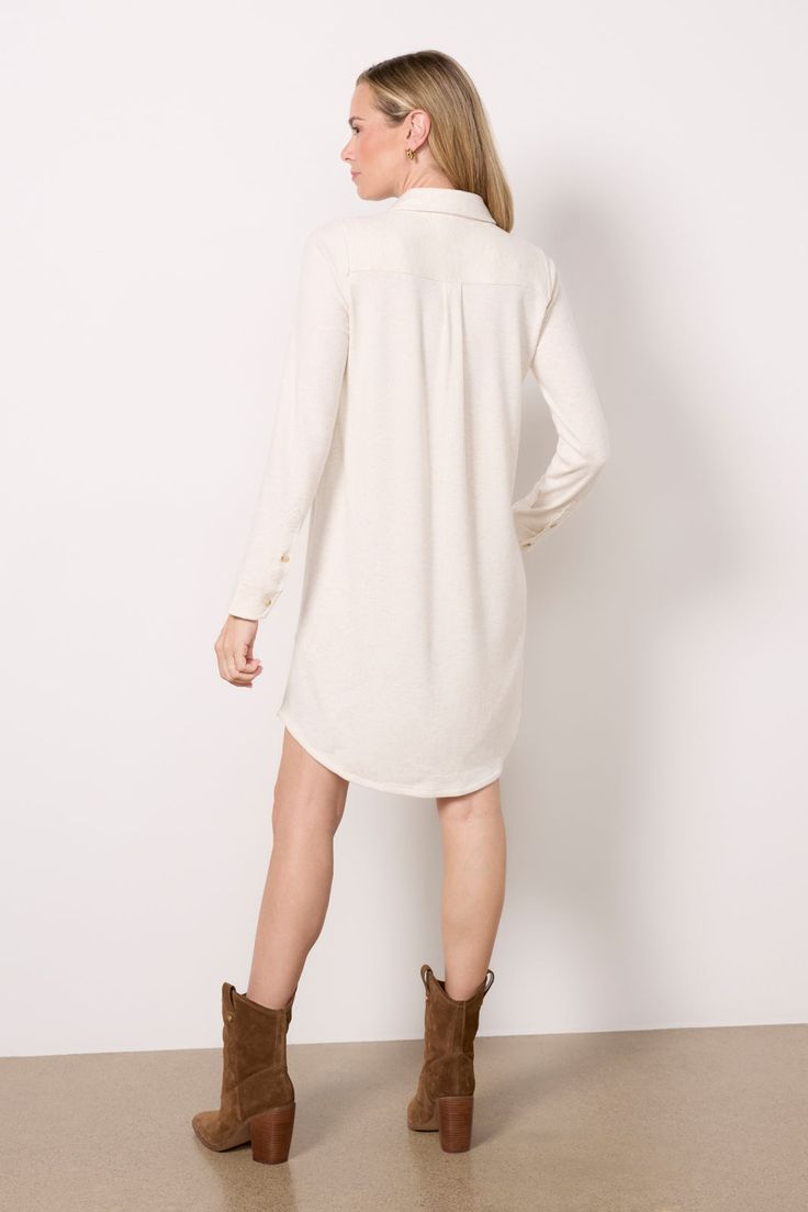 The super-soft Legend Sweater Dress from Faherty is an easy pick for any occasion, featuring a relaxed fit, front button closure, and classic shirt collar. Pair with a belt and your favorite flats for a cozy yet put-together look. | FAHERTY Women's Legend Sweater Dress, Size XS, White Shirt Collar, Large White, Classic Shirt, Sweater Dress, Relaxed Fit, Off White, Size Medium, Collar, White