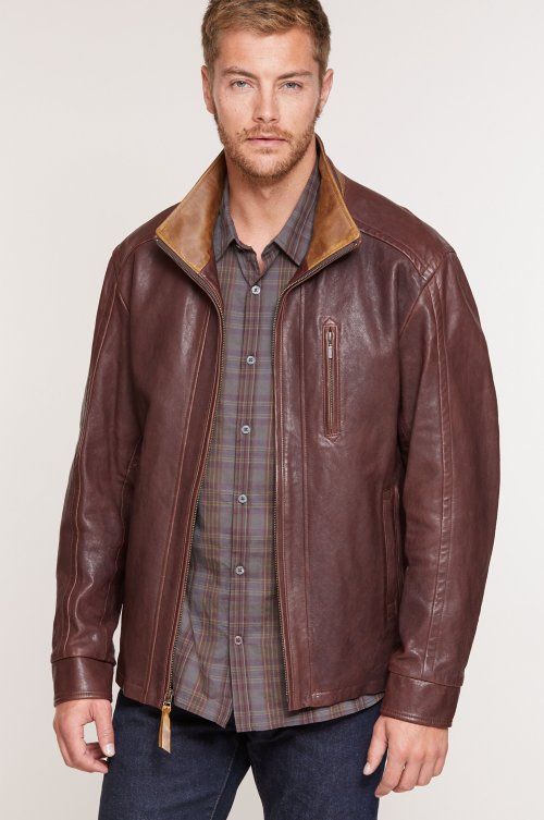 Conor Lambskin Leather Jacket | Overland Windbreaker Design, Lambskin Leather Blazer, Convertible Collar, Neil Armstrong, Leather Jacket Style, Lambskin Leather Jacket, Men's Leather Jacket, Shirt Cuff, Genuine Leather Jackets