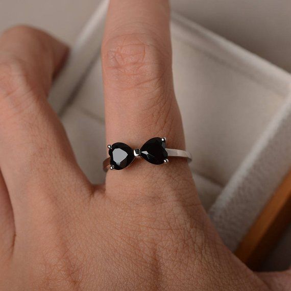 Natural black spinel ring engagement ring heart cut black | Etsy Black Heart Cut Jewelry For Wedding, Black Rings For Valentine's Day Formal Occasion, Black Rings For Valentine's Day Formal Events, Black Ring For Valentine's Day Formal Occasion, Black Heart Cut Ring For Gift, Black Heart Cut Heart Ring As Gift, Elegant Black Heart Ring For Weddings, Black Sterling Silver Promise Ring, Black Spinel Sapphire Ring Gift