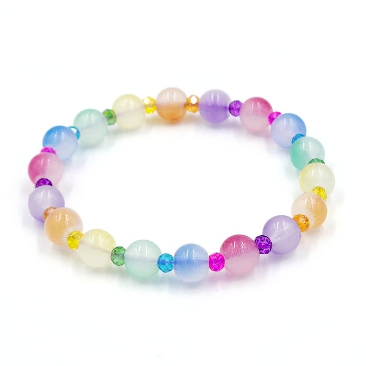 Tie Dye Rainbow Bracelet Handmade By Me Crystal Beaded Stretch Bracelet Tie Dye Glass Beads 7.5" Length New Ring Not Included Bracelet Tie, Tie Dye Rainbow, Kawaii Jewelry, Rainbow Bracelet, Beads Handmade, Bracelet Crafts, Beaded Stretch Bracelet, Bracelet Handmade, Stretch Bracelet