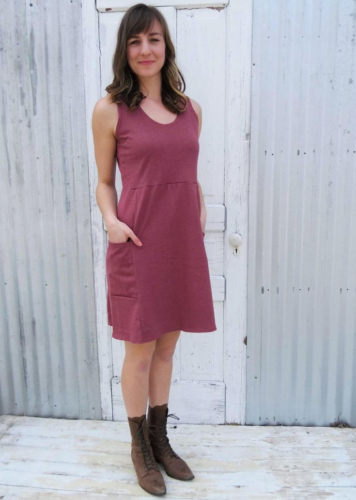 "This cute dress has a comfortable relaxed fit. The casual fit is perfect for dressing up or down. Great for teachers! It layers beautifully, and looks cute with a shirt under it or a jacket over it. Or, you can order it with mid or long sleeves to get more coverage. * Short Sleeveless Dress * Scoop neck * Two side pockets * 38\" from shoulder to hem (can be customized) COLOR Pictured in Clay. See images and drop-down menu for all color options. SIZES Made to order in sizes XS-3X or Custom. See Casual Loungewear Dress With Relaxed Fit, Casual Relaxed Fit Dress For Loungewear, Casual Mid-length Cotton Dress, Relaxed Fit Loungewear Dress With Side Pockets, Relaxed Fit Dresses With Side Pockets For Loungewear, Spring Everyday Relaxed Fit Dresses, Casual Fall Dresses With Slip Pockets, Casual Everyday Dresses For Fall, Sleeveless Loungewear Dress With Pockets