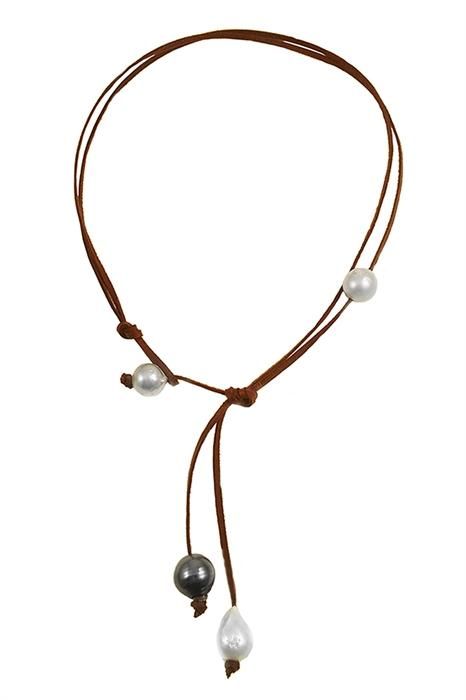 Gwyneth Paltrow makes the Tahitian & South Sea Lariat the fashionable focal point of her casual look, proving celebrity jewelry can be easy to wear. This genuine leather piece makes Boho style a breeze. Elegant Brown Lariat Jewelry, Elegant Lariat Necklace With Adjustable Cord, Elegant Leather Lariat Jewelry, Elegant Leather Necklace With Adjustable Cord, Elegant Adjustable Leather Necklaces, Chic Adjustable Leather Necklace, White Pearl Jewelry, Pearl Lariat, Celebrity Jewelry