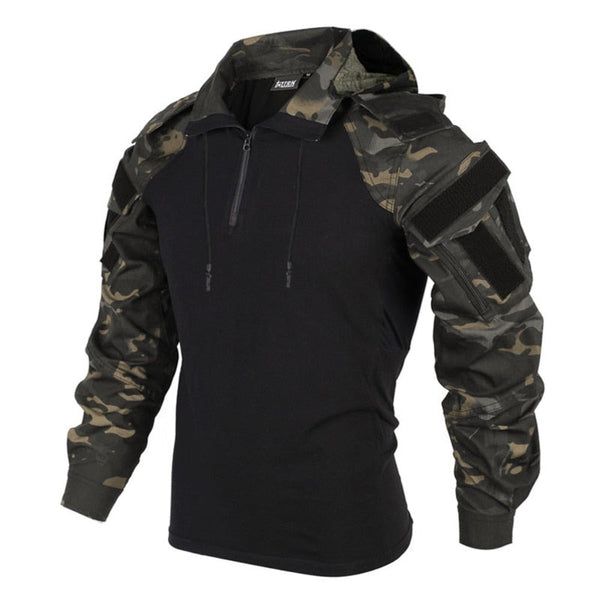 Great for driving & hiking It looks cool to wear and has a touch of Army Camouflage designed for men's clothing style. Wearing it will make you look more mysterious and stylish masculine in Hiking Airsoft Hunting Suit Uniform.   Men's Camouflage Tactical Hooded Multi Pocket Jacket is made of cotton, nylon, and polyamide high-quality materials, durable, and suitable for a waterproof outwear coat tactical suit. Package Includes:  1* Camouflage Tactical Pullover Hooded Jacket US orders - De Hunting Suit, Tactical Wear, Tactical Shirt, Combat Shirt, Army Camouflage, Tactical Jacket, Military Combat, Hunting Clothes, Pocket Jacket