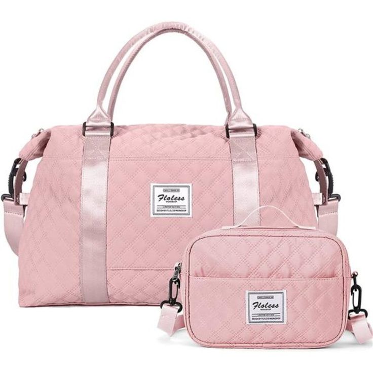 New Product Zipper Closure Travel Bag With Toiletry Bagthe Weekender Bag For Womem Measures 50*30*18cm / 22.83"*11.81"*7.09";Toiletry Bag Measures 24*7.5*16.5/9.45 *2.95* 6.30 Inches.It Has A Capacity Of 35l And Can Hold Your Clothes, Electronic Devices, Makeup Bag, Toiletries And Other Travel Essentials. Dry Wet Separated Tote Bagthe High Density Water Resistant Material Can Help You To Separate Dry Items And Wet Items,If You Have Wet Clothes Or Towel,You Can Put It In This Crossbody Bag.Handba Pink Rectangular Diaper Bag For On-the-go, Pink Satchel Weekender Bag For Travel, Large Capacity Pink Travel Bag, Large Capacity Pink Satchel For Travel, Large Capacity Pink Tote Shoulder Bag, Casual Pink Bag With Detachable Handle, Pink Duffle Bag Satchel For Travel, Pink Large Capacity Diaper Bag, Pink Tote Travel Bag