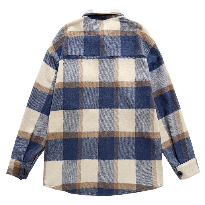 Women's Woolen Shirt Jacket Plaid Single Breasted Long Sleeve Jacket Oversized Boyfriend Style Casual Shacket For Winter Streetwear, Casual Winter Shacket For Streetwear, Winter Button-up Shacket For Streetwear, Button-up Shacket For Streetwear In Winter, Button-up Shacket For Winter Streetwear, Collared Shacket For Winter Streetwear, Oversized Long Sleeve Shacket For Streetwear, Oversized Winter Shacket For Streetwear, Winter Oversized Shacket For Streetwear