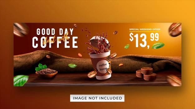 an advertisement for coffee is displayed on a wall with the words good day coffee $ 3 99