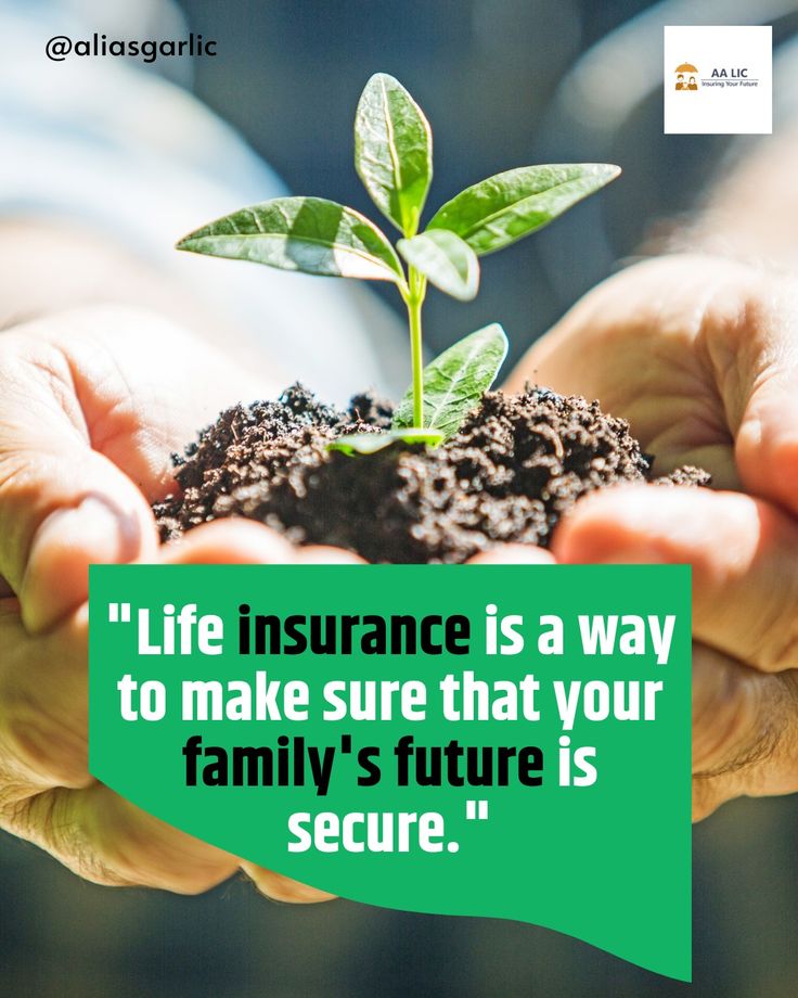 two hands holding a plant with the words life insurance is a way to make sure that your family's future is secure