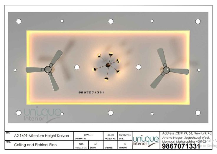 the ceiling fan is mounted on the wall and has three blades attached to each blade