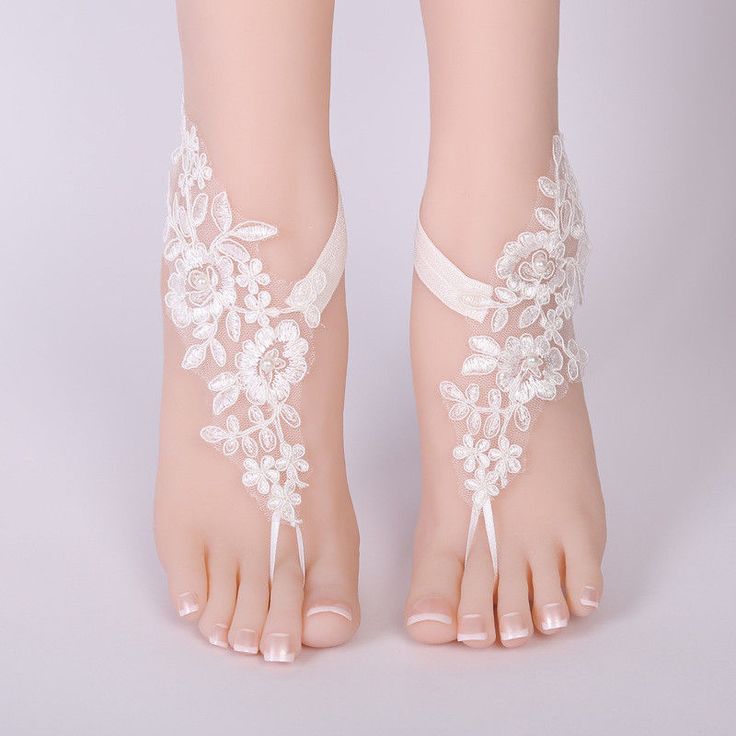 Gypsy Style Bridal Foot Chain Women Floral Lace Crystal Stud Feet Jewelry Pearl Barefoot Sandals, Lace Barefoot Sandals, Bridal Anklet, Diamond Anklet, Beach Wedding Sandals Barefoot, Wedding Anklets, Beach Wedding Shoes, Crochet Barefoot Sandals, Handmade Anklets