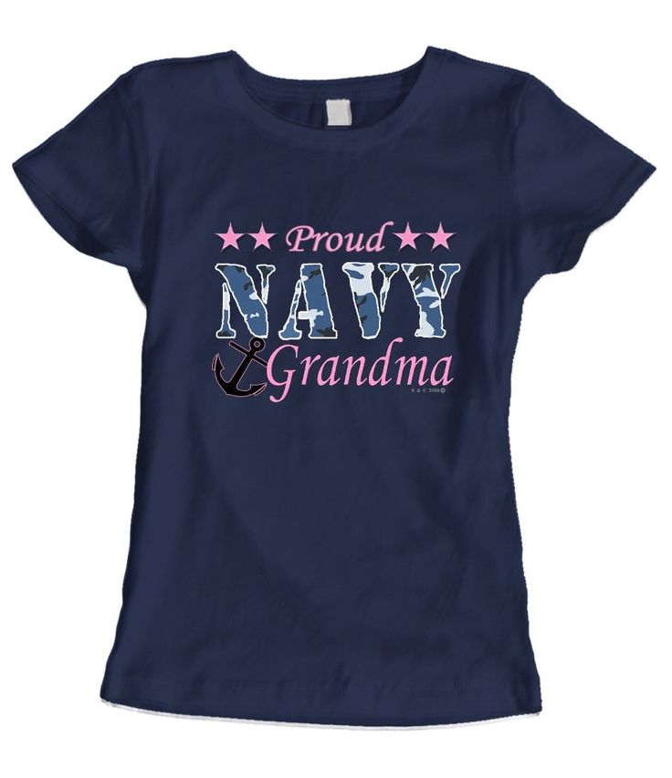 Our unique Proud Navy Grandma Ladies T- Shirt. Show your support for your son or daughter in uniform by wearing this shirt. ⦁ Printed in the USA ⦁ 100% preshrunk cotton t-shirt ⦁ Double-needle stitching throughout ⦁ Ladies fit 10% of our profits are donated to reputable charities that support our troops and veterans. Navy Pre-shrunk Cotton T-shirt, Father's Day Fan Apparel T-shirt With Short Sleeve, Fan Apparel Short Sleeve Tops For Father's Day, Father's Day Fan Apparel Short Sleeve Tops, Navy Cotton Fan Apparel Tops, Navy Pre-shrunk Tops For Fan Merchandise, Navy Cotton Shirt With Letter Print, Navy Cotton T-shirt With Letter Print, Navy Graphic Tee With Text Print