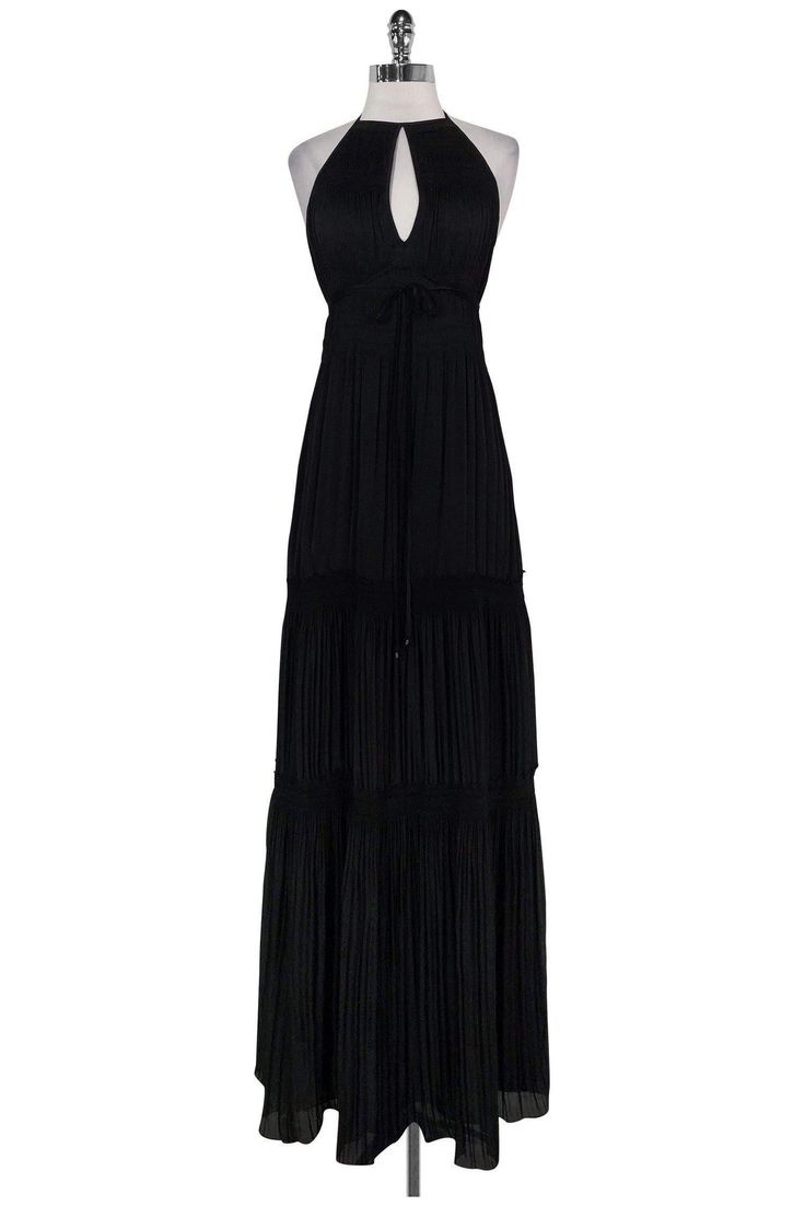 Current Boutique-Diane von Furstenberg - Black Aden Maxi Dress Sz 4 Floor-length Maxi Dress With Pleated Back For Night Out, Chic Pleated Maxi Dress For Casual Wear, Chic Pleated Casual Maxi Dress, Pleated Maxi Dress For Night Out, Date Night Maxi Dress With Pleated Back, Chic Lined Halter Neck Maxi Dress, Spring Black Maxi Dress With Pleated Back, Chic Halter Neck Lined Maxi Dress, Black Maxi Dress With Pleated Bodice For Spring