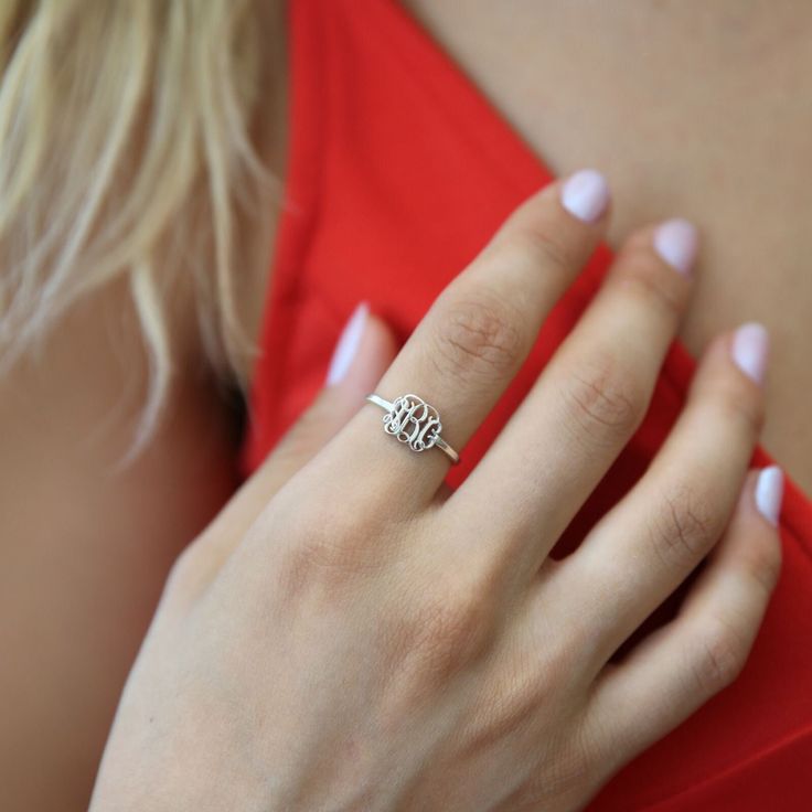 This beautiful ring is handmade using pure 925 sterling silver with your personalized initials in monogram. A stylish, unique accessory that makes a great gift to show somebody (or yourself, because you matter ♥) that you're thinking of them. Perfect for graduations, wedding events, holidays, Mothers' day, and birthdays. Colors: Silver Gold Rose Gold Other styles are available in our shop at https://www.etsy.com/shop/SilverbySelene. Please contact us if you have any questions or requests/ideas f Classic Silver Initial Ring With Monogram, Adjustable Sterling Silver Signet Ring With Initials, Sterling Silver Monogram Initial Ring Minimalist Style, Silver Engraved Monogram Ring, Silver Elegant Monogram Initial Ring, Elegant Silver Monogram Initial Ring, Classic Sterling Silver Rings With Monogram, Classic Sterling Silver Monogram Rings, Sterling Silver Monogram Initial Ring For Promise