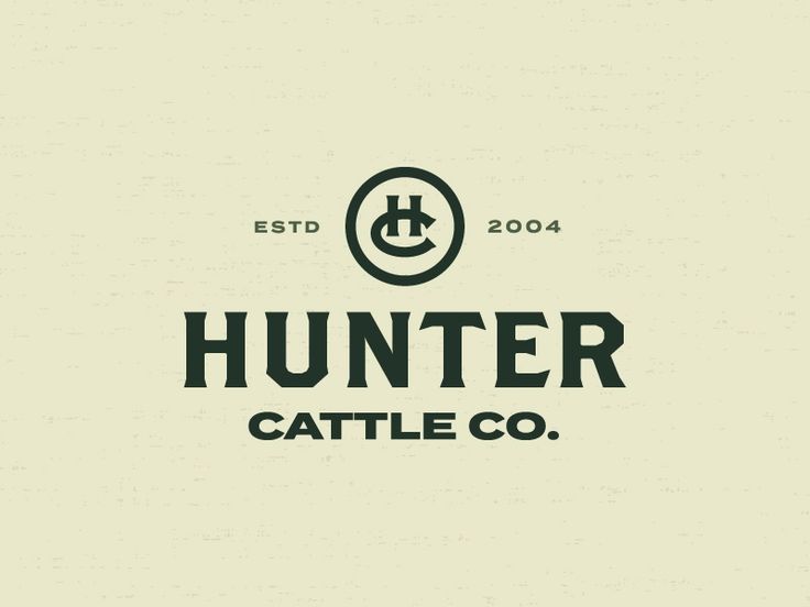 the logo for hunter cattle co, which is located in an old - fashioned style