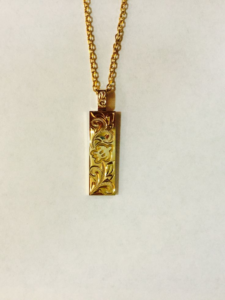 Yellow Gold, Wave× Sea Turtle, Bar Pendant, 10mm Bar Pendant, Sea Turtle, Gold Pendant, Dog Tag Necklace, Pink And Gold, Arrow Necklace, Jewelry Collection, Gold Necklace, Yellow Gold