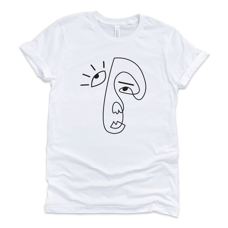 One-Line Face Shirt, Minimalist, Eco T-Shirt, One Line Art Shirt, Cotton Shirt, One Line Drawing, Gift For Her, Party Shirts, Graphic Tee Naturally soft and breathable, this is exactly what you want in an everyday tee. 4.2 oz, 100% combed ringspun cotton. It's buttery soft, super comfy - and eco-friendly! Made with love in the USA. Simple Relaxed Fit T-shirt With Graphic Print, White T-shirt With Funny Print, Minimalist Cotton Top With Graphic Print, Minimalist Graphic Print T-shirt With Short Sleeves, White Basic T-shirt With Funny Print, Simple White Tops With Graphic Print, Simple Graphic Print Relaxed Fit Top, Simple Relaxed Fit Graphic Print Tops, White Graphic Tee With Funny Print