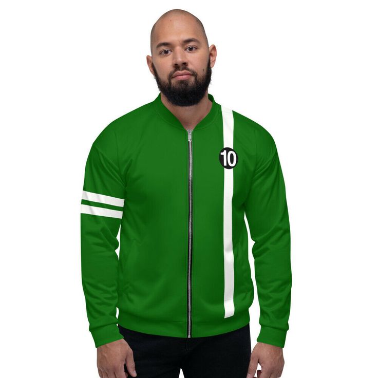 If you are a fan of Ben 10 you will love this recreation of his iconic jacket. Wear it on a basic t-shirt, or layer it on top of a warm hoodie—it’ll look great either way. With a brushed fleece inside, and a relaxed unisex fit, this lightweight Jacket is perfect for cool summer nights or chilly cosplay conventions! • 100% polyester • Fabric weight: 6.49–8.85 oz/yd² (220–300 g/m²) • Brushed fleece fabric inside • Unisex fit • Overlock seams • Sturdy neck tape • Silver YKK zipper • 2 self-fabric p Ben Tennyson, Stylish Jackets, Cool Summer, Ben 10, Basic T Shirt, A Fan, Summer Nights, Lightweight Jacket, Fleece Fabric