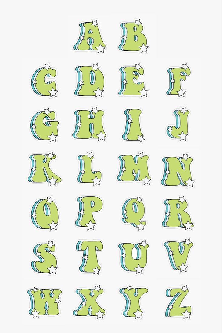 the letters are made up of different shapes and sizes