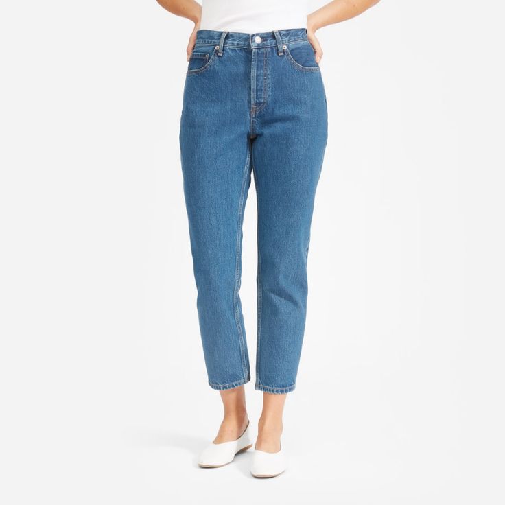 Women’s ’90s Cheeky Jean | Everlane Smaller Waist, My Shopping List, Japanese Denim, The 90s, Small Waist, Go Shopping, Favorite Jeans, Medium Blue, Straight Jeans