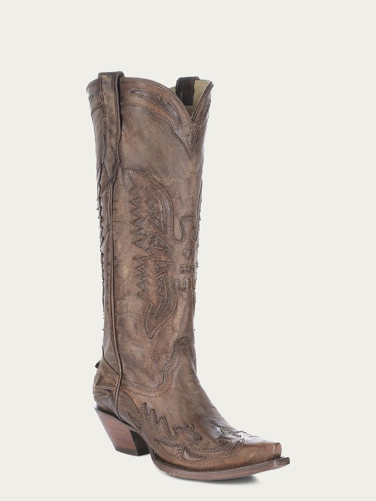 R2295 - WOMEN'S GOAT VINTAGE BROWN EAGLE OVERLAY SNIP TOE COWBOY BOOT – Corral Boot Company LLC Luxury Vintage Cowboy Boots With Plain Toe, Luxury Vintage Plain Toe Cowboy Boots, Luxury Goodyear Welted Cowboy Boots With Round Toe, Luxury Brown Cowboy Boots With Closed Toe, Luxury Suede Cowboy Boots With Round Toe, Luxury Western Style Mid-calf Boots With Almond Toe, Luxury Classic Cowboy Boots With Branded Insole, Luxury Distressed Brown Western Boots, Luxury Brown Formal Cowboy Boots