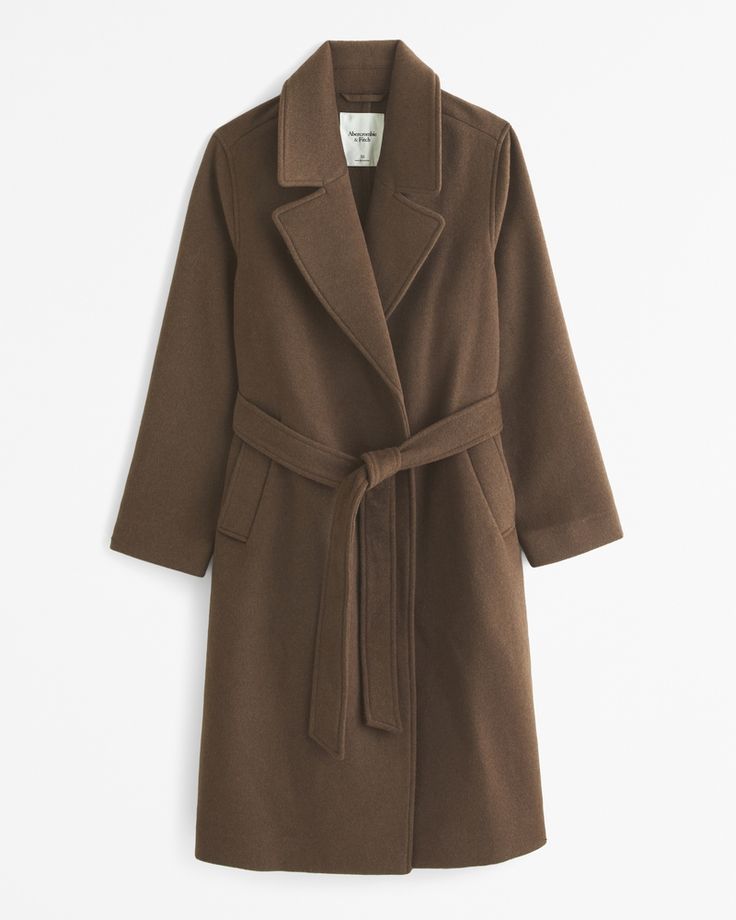 Women's Double-Cloth Belted Wool-Blend Coat | Women's Coats & Jackets | Abercrombie.com Soft Autumn Capsule Wardrobe 2024, Europe Winter Outfits, Winter Maternity Dress, London Winter Outfits, Brown Wool Coat, Lady Jacket, Nyc Outfits, Wardrobe Refresh, Capsule Closet