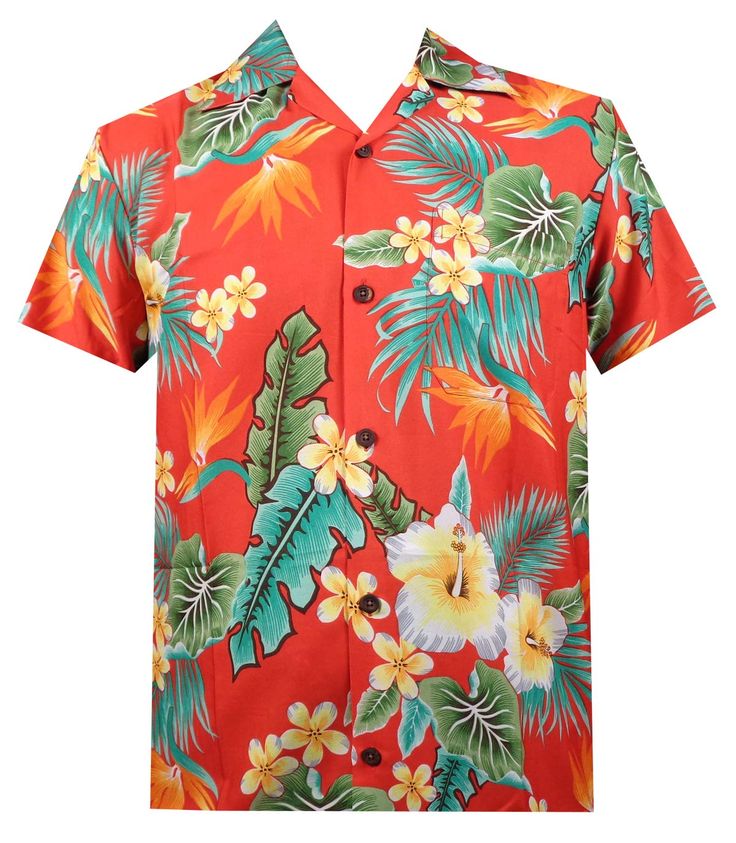 Red Shirt Outfits, Mens Beach Shirts, Aloha Party, Hawaii Outfits, Ugly Christmas Shirts, Flower Red, Hawaiian Outfit, Tropical Shirts, Fits With Shorts