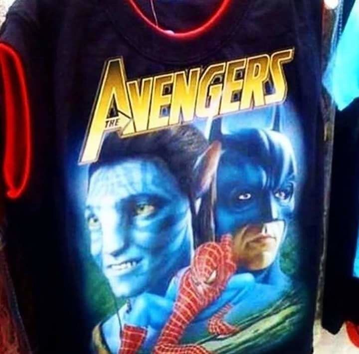 the avengers shirt is on display for people to see