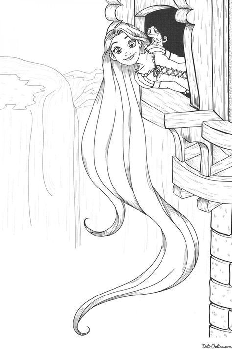 the princess and her prince are looking at each other from their balcony window coloring page