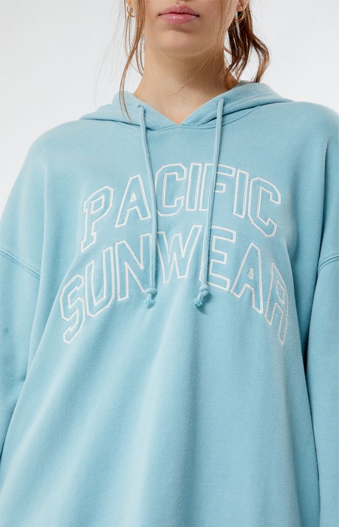 Stay effortlessly stylish and cozy in the Pacific Sunwear Embroidered Hoodie from PacSun. This hoodie features a subtle yet standout embroidered logo on the front, adding a touch of retro charm to your casual look. With its comfortable oversized fit and adjustable drawstring hem, it's the ideal choice for those who appreciate the perfect blend of comfort and fashion in a go-to hoodie.


	Solid color hoodie
	Drawstring hood
	Long sleeves
	Dropped shoulders
	PacSun embroidery
	Drawstring hem
	Oversized fit
	Side hand pockets
	100% cotton
	Machine washable
	Model is wearing a size small
	Model measurements: 5’8.5” height, 31.5” bust, 24” waist, 35.5” hips Pacific Sunwear, Embroidered Hoodie, Drawstring Hoodie, Personal Marketing, The Pacific, Pacsun, Model Measurements, Oversized Fits, Casual Looks