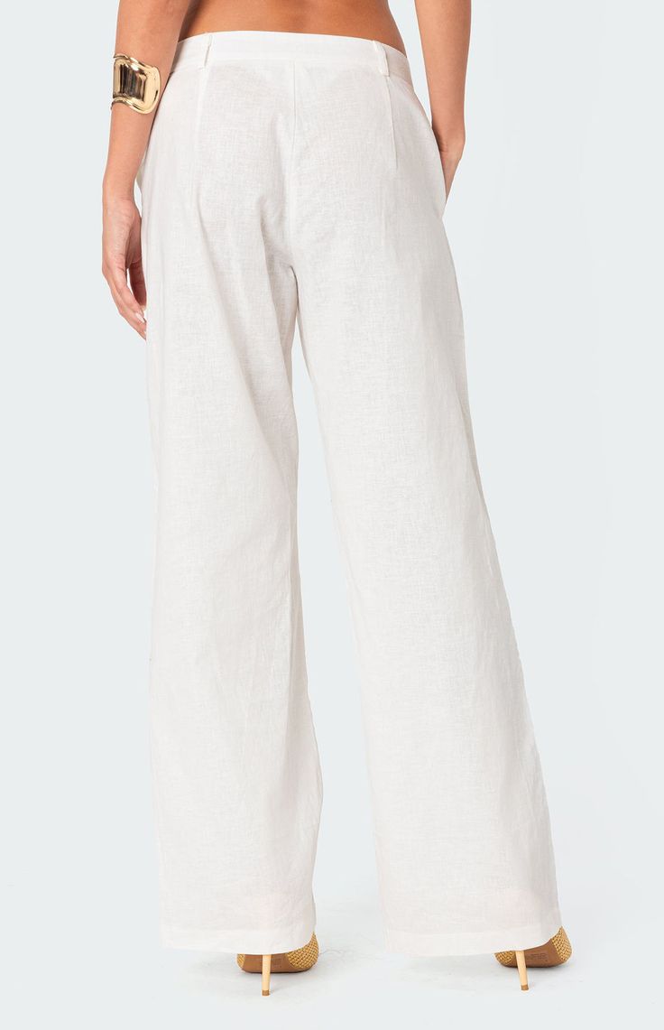 Online only! These Arya Linen Look Pants from Edikted are the perfect addition to your summer wardrobe. With an airy fabric and loose fit, they're both comfortable and stylish, perfect for a day out or a night on the town. 


	Pants
	Pocket detailing
	Linen look fabric
	Matching set
	100% Cotton
	Model wears size S
	Model height is 5'9
	Item care: Machine wash at maximum of 30C, do not bleach, tumble dry low, iron at a maximum of 110C, do not dry clean. White Linen Wide-leg Pants, White Linen Wide Leg Bottoms, White Linen Wide-leg Bottoms, Relaxed Neutral Bottoms For Vacation, White Relaxed Wide Leg Pants With Elastic Waistband, Neutral Wide Leg Vacation Pants, White Linen Wide Leg Pants With Elastic Waistband, White Linen Wide Leg Vacation Pants, White Linen Wide Leg Pants For Vacation