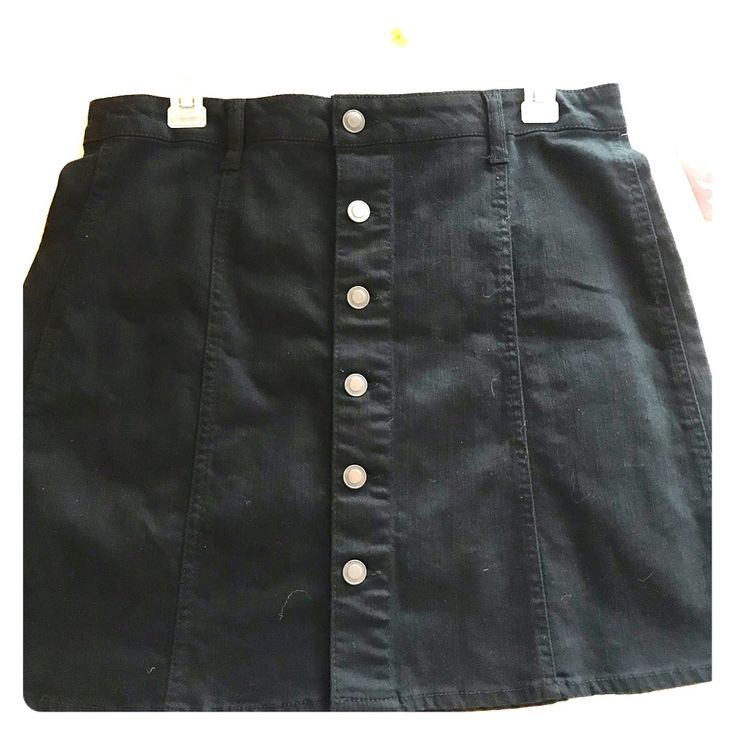 Faded Glory Black Denim Skirt Size 12, New, Never Worn, Some Tags Remain Attached. Button Front Skirt With Back Pockets. High Waist Cotton Mini Skirt With Button Zip Fly, Casual Mini Skirt With Button Zip Fly, Fall Button-up Fitted Denim Skirt, Dark Wash Button Closure Skirt For Fall, High Waist Dark Wash Skirt With Buttons, Cotton Denim Mini Skirt With Button Closure, Cotton Mini Denim Skirt With Button Closure, High-waist Dark Wash Skirt With Buttons, Mini Cotton Denim Skirt With Button Closure