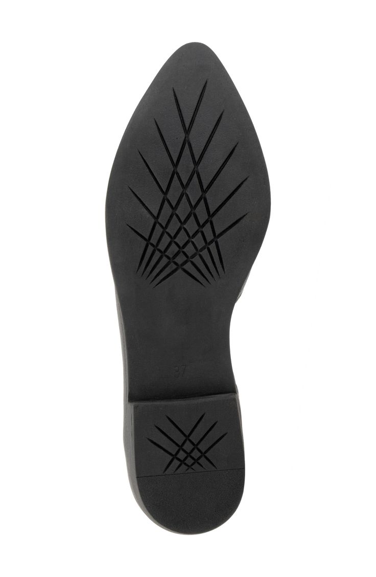 A side cutout and pointy toe add modern dimension to a leather flat set on a cushioned footbed and sturdy rubber sole. Elastic gore inset Cushioned footbed with arch support Leather upper and lining/rubber sole Made in Turkey Modern Black Slip-on Pointed Toe Flats, Black Pointed Toe Flats With Branded Insole, Pointed Toe Flats With Rubber Sole And Low Heel, Synthetic Boots With Rubber Sole And Pointed Toe, Leather Footbed Flats With Low Heel, Synthetic Flats With Rubber Sole And Low Heel, Medium Width Low Heel Flats With Leather Footbed, Business Flats With Removable Insole, Pointed Toe Flats With Removable Insole, Medium Width