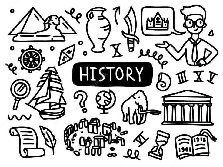 the word history surrounded by hand drawn doodles