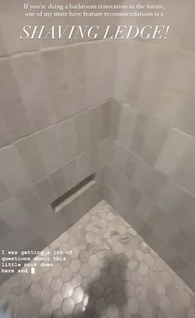 an advertisement for a bathroom remodeling company with hexagon tiles on the shower wall