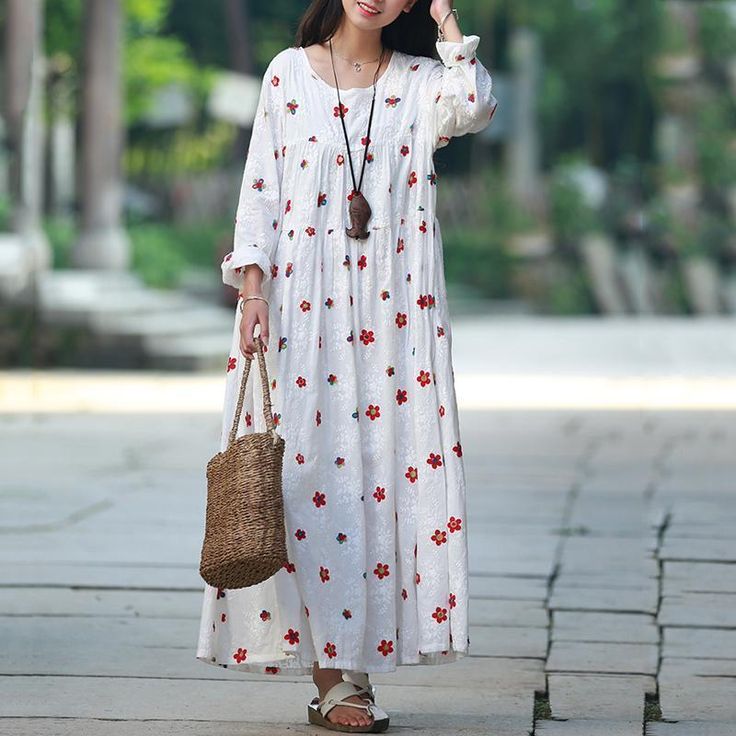 Item Type: Dress Pattern Type: Floral Sleeve Type: Short Sleeve Material: 95% Cotton Neckline: Crew Neck Occasion: Holiday,Daily, Date Time Process: Printed, Gathered Style: Casual, Daily Theme: SummerSize: One SizeLength: 124.00 cm/48.82 "Bust: 102.00 cm/ 40.16 "Waist: 116.00 cm/ 45.67 ''Sleeve Length: 53.00 cm/ 20.87 ''Shoulder: 39.00 cm/ 15.35 ''Arm: 38.00 cm/ 14.96 ''Cuff: 24.00 cm/ 9.45 ''Hem:228.00 cm/ 89.76 ''The model: 160.00 cm/ 62.99 '', Weight: 40.00 kg. Long Sleeve Cotton Dress, Floral Type, Women Long Sleeve Dress, Floral Sleeve, Dress Pattern, Dress First, Sleeve Dress, Casual Dress, Types Of Sleeves