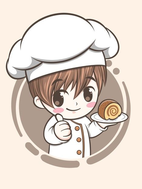 a little boy in a chef's hat holding a pastry