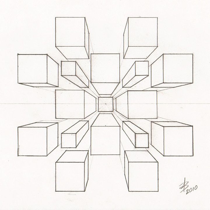 a drawing of cubes arranged in the shape of a star