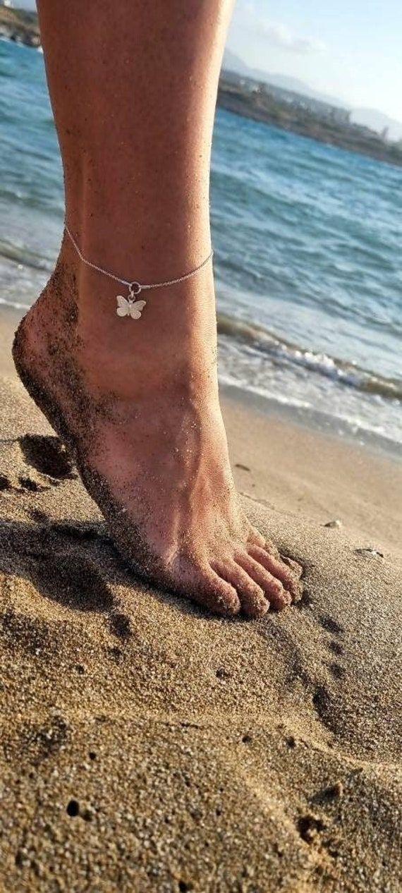 "Dainty Butterfly Anklet, handmade in Sterling silver, personalized chain bracelet for women, Summer Beach Gift for BFF Friend Mom Daughter Beautiful and unique anklet bracelet perfect for beach and nature lover. Romantic. Cute. Dainty. Elegant. Feminine. Modern. Subtle. Impressive jewellery for any occasion - spoil yourself or treat someone special. Delicate stylish design of sterling silver 925 components (hallmarked). MATERIALS: *Sterling Silver 925. Nickel free. SIZE: *Charm size : 15 x 13 m Minimalist Silver Jewelry For Summer, Dainty Silver Bracelets For The Beach, Silver Dainty Bracelets For Beach, Silver Strand Bracelets For Summer, Silver Bracelet Jewelry For Summer, Nickel-free Sterling Silver Bracelets For The Beach, Delicate Silver Jewelry For Summer, Silver Bohemian Strand Anklets, Delicate Silver Summer Jewelry