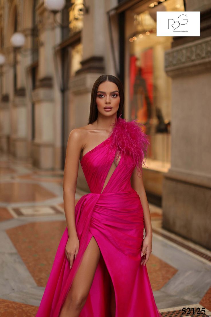 Glamorous Evening Dresses, One Shoulder Prom Dress, Tarik Ediz, Mother Wedding Dress, Timeless Dress, Women's Evening Dresses, Satin Prom Dress, Gala Dresses, Glam Dresses