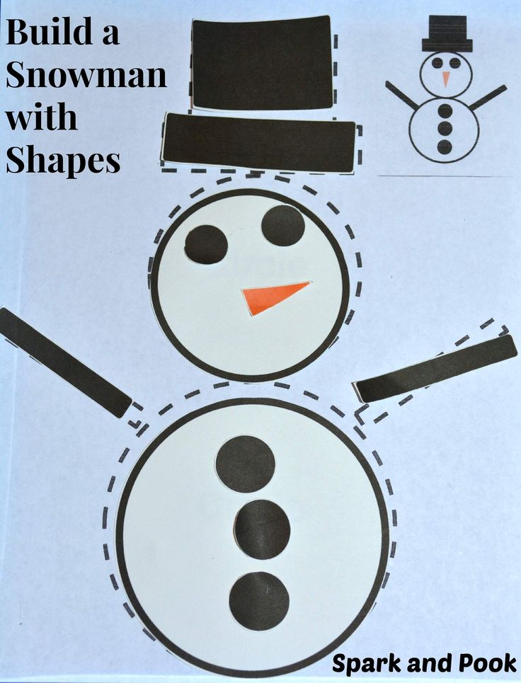 the snowman is made out of paper and has an orange nose, black hat, and two eyes