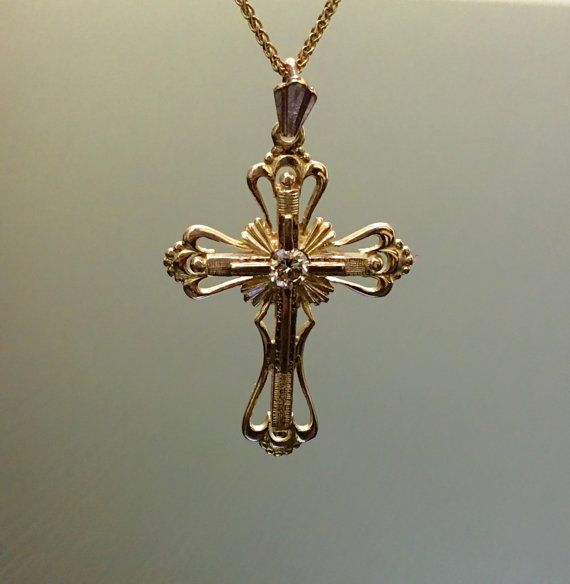 14K Rose Gold Diamond Cross Necklace - Rose Gold Cross Diamond Necklace - Rose Gold Necklace - Rose Formal White Gold Crucifix Diamond Necklace, Victorian White Gold Diamond Necklace As Gift, Luxury Diamond Cross Pendant Necklace For Formal Occasions, Formal Diamond Crucifix Necklace, Elegant Rose Gold Filigree Necklace, Elegant White Gold Diamond Crucifix Necklace, Elegant White Gold Diamond Necklace With Crucifix, Elegant White Gold Crucifix Diamond Necklace, Formal Diamond Cut Cross Necklace