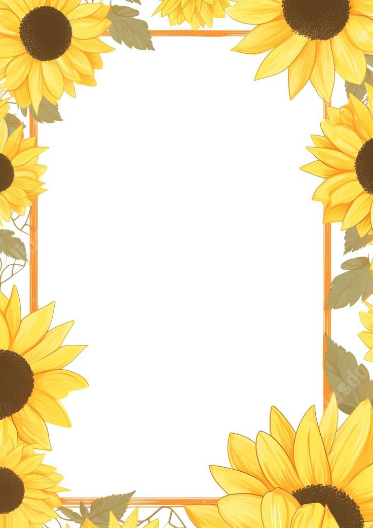 a sunflower border with leaves and flowers