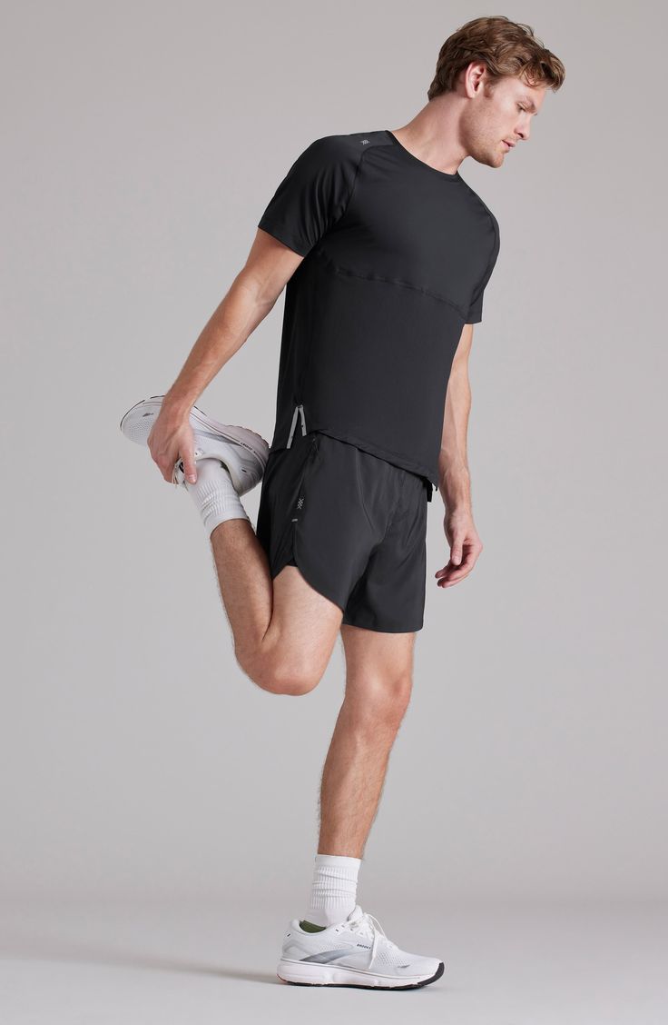 Lightweight and stretchy, these running shorts made with recycled fibers feature an odor-fighting compression layer and open sides for easier range of motion. A secure pocket for small essentials and a loop to hold a T-shirt allow you to enjoy hands-free, distraction-free runs. 5" inseam; 26" leg opening; 13" front rise; 114 1/2" back rise (size Medium) Elastic waist with internal drawcord Back zip pocket; T-shirt loop Interior compression shorts GoldFusion™ antimicrobial technology with gold na Functional Activewear With Built-in Shorts For Training, Functional Activewear With Built-in Shorts For Workout, Sportswear Athletic Shorts With 4-way Stretch For Gym, Breathable 4-way Stretch Shorts For Jogging, Functional Activewear With Built-in Shorts And 4-way Stretch, Sporty 4-way Stretch Athletic Shorts For Jogging, Sporty Athletic Shorts With 4-way Stretch For Jogging, Technical Activewear With Built-in Shorts For Training, Functional Stretch Athletic Shorts With Moisture-wicking