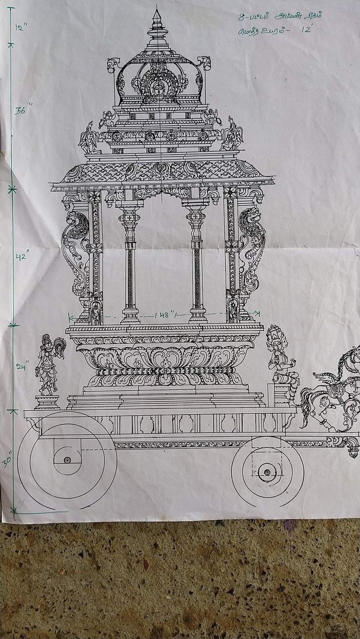 a piece of paper with an architectural drawing on it's front and back side