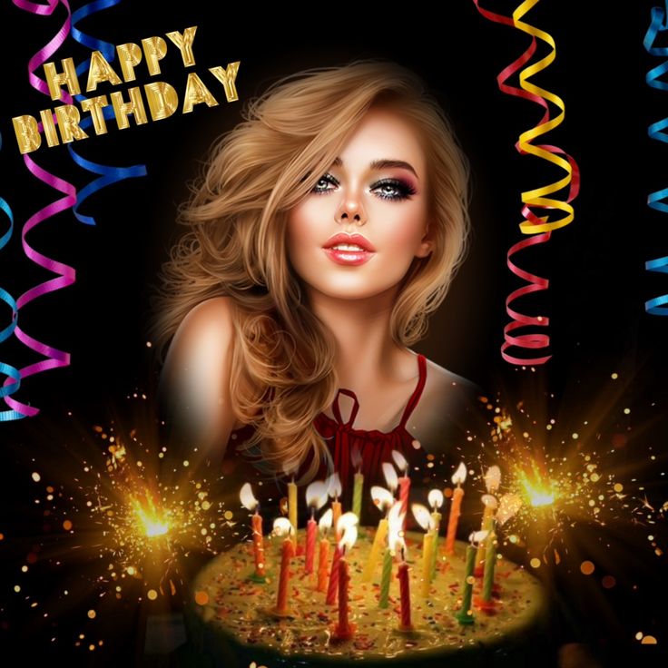 a woman is blowing out candles on her birthday cake