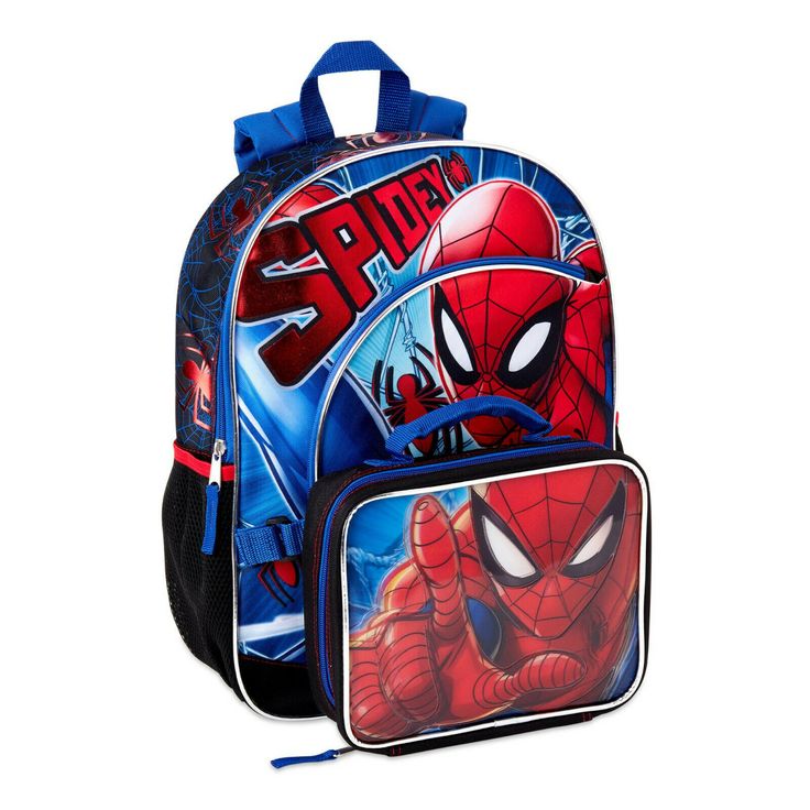 Spiderman Backpack/Mochila 2PC Set Includes Lunch Bag New 2-piece set includes: backpack and lunch bag Backpack dimensions: 16'' H x 12'' L x 5'' D Backpack: top loop handle; padded, adjustable shoulder straps; zipper closures; 2 mesh side pockets; 1 front accessory pocket Lunch bag: top handle; zipper closure Please message us if you have any questions. Shipping We ship everyday Monday-Friday. Orders placed by 2pm will ship the same day. Orders after 2pm will ship the next business day. Busines Spiderman Backpack, Clover Wallpaper, Marvel Backpack, Glitter Backpack, Spiderman Kids, Mesh Backpack, Sequin Backpack, Winnie The Pooh Plush, Strawberry Garden