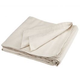 two folded linens on top of each other, one white and the other beige