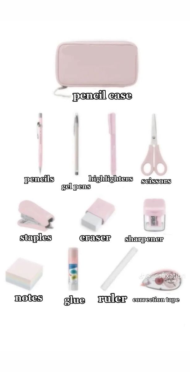 the contents of a pink case are shown in this graphic above it's description